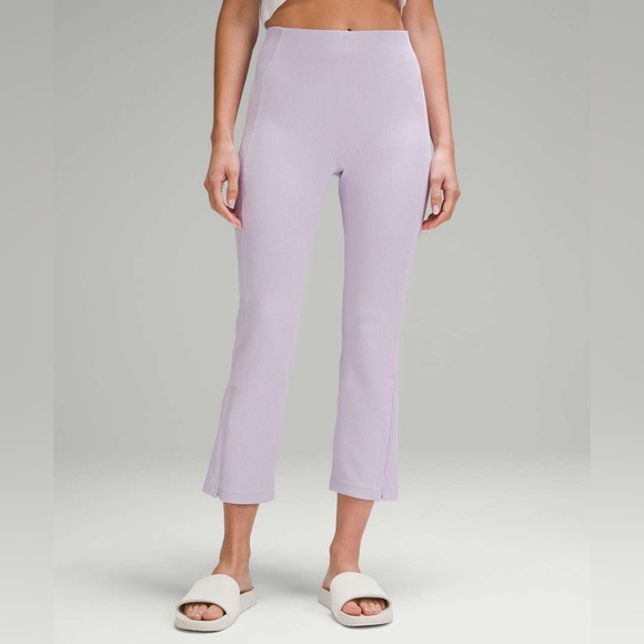Lululemon Ribbed Softstreme Zip-Leg High-Rise Cropped Pant 25" Lilac Ether NWOT - Picture 1 of 13